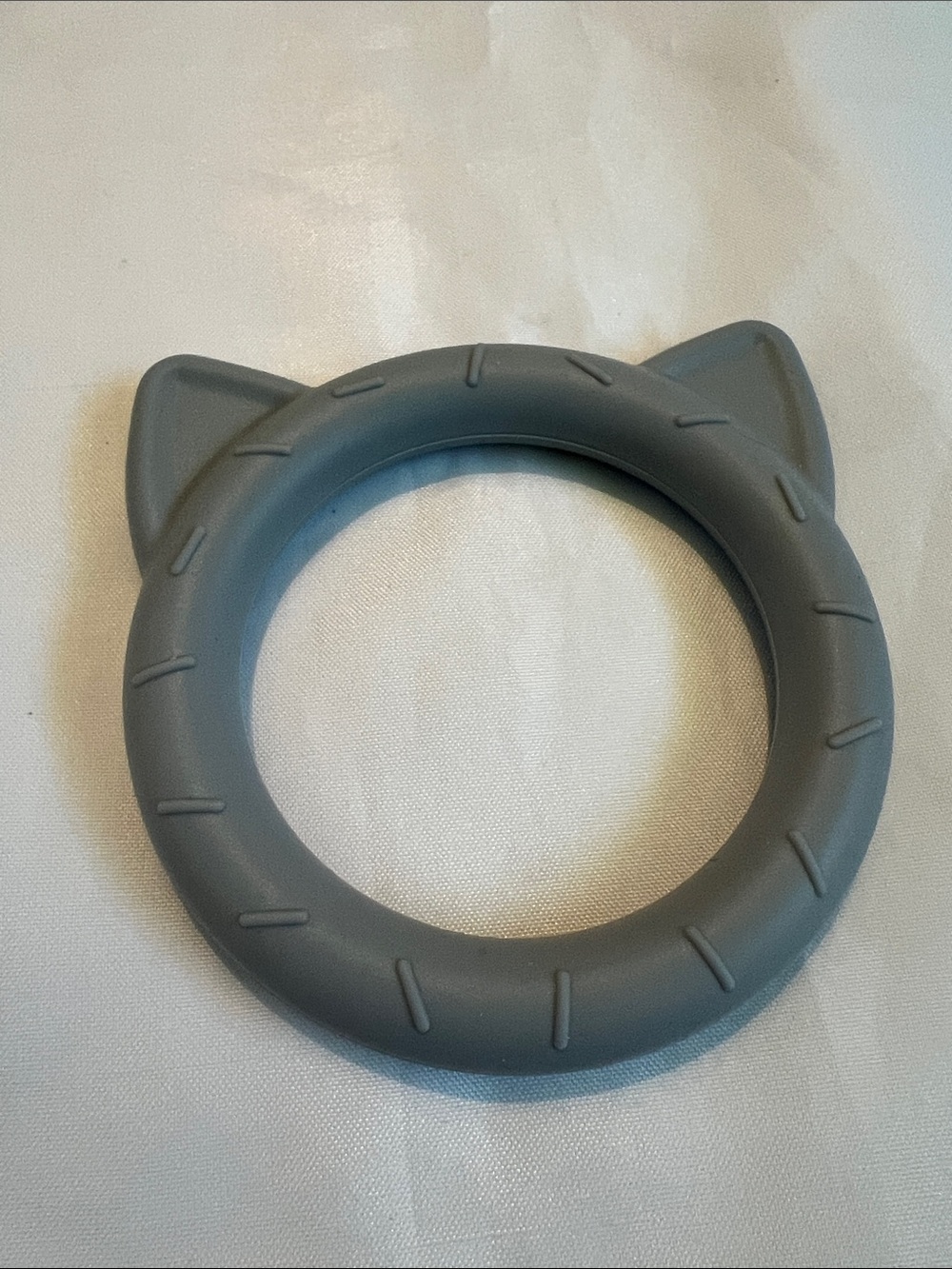 “Bundle 10/$13” Mushie baby Teether Silicone Cat Ear Teething Ring - Gray